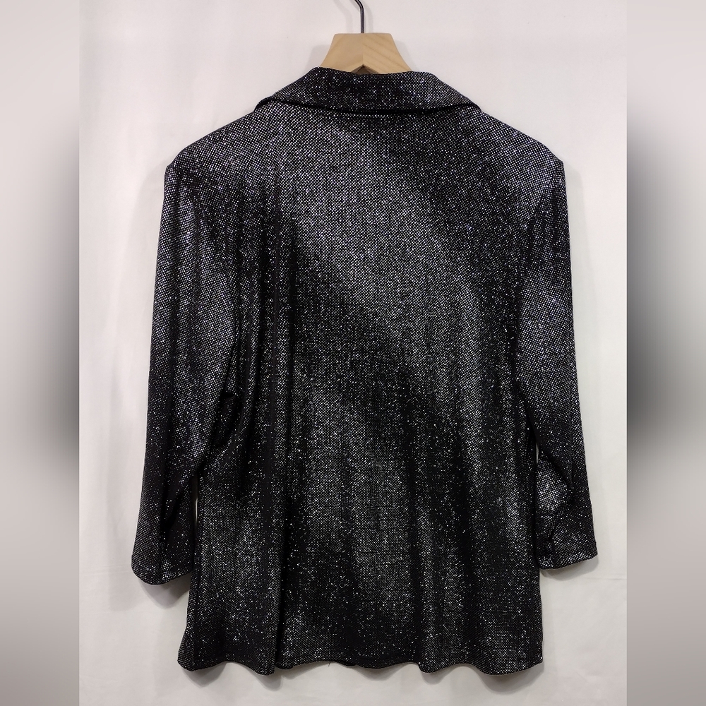 Atelier 29 Glitter Boho Button Top Women's XL Black Silver Retro Grunge Disco - Picture 5 of 8
